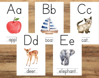 Alphabet Flashcards, Classroom Decor, Preschool Early Learning Resource, Montessori Flashcards, Educational Alphabet Cards, ABC Flashcards