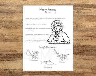 Paleontolog Mary Anning, Dinosauriepyssel och aktiviteter, Paleontologi för barn, Dinosaurieresurser, Fossiljägare, Dinosaurie-arbetsblad