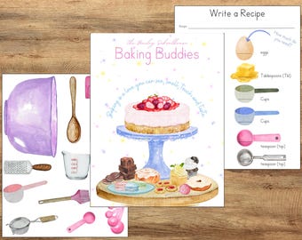 Baking Buddies Notebook, Kids Baking Unit, Baking Themed Activity, Learn to Bake, Fun with Baking, Kids Recipe Book, Morning Binder