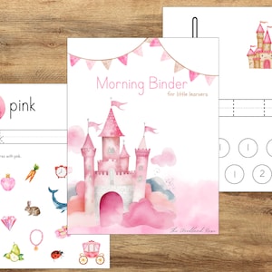 May include: A printable worksheet for young learners featuring a pink castle and the word "pink". The worksheet includes a circle with the word "pink" written inside and a section with instructions to circle the pictures with pink.