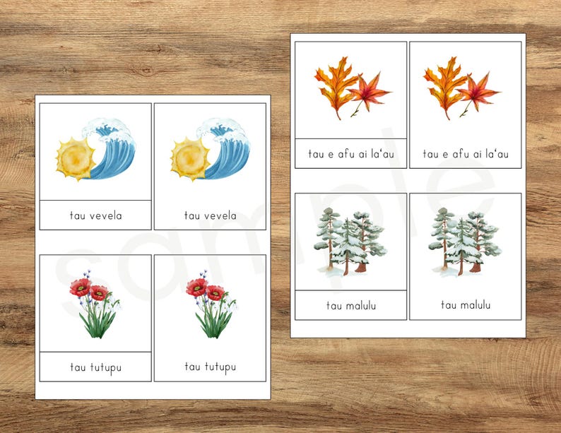 Samoan Weather and Seasons, Gagana Samoa, Samoan 3-part Cards, Samoan ...