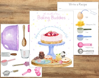 Baking Buddies Notebook, Kids Baking Unit, Baking Themed Activity, Learn to Bake, Fun with Baking, Kids Recipe Book, Morning Binder