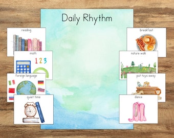 Daily Rhythm Cards, Daily Routine Cards, Daily Schedule Cards, Daily Visual Schedule, Chore Chart, Chore Cards, Kids Daily Routine Chart