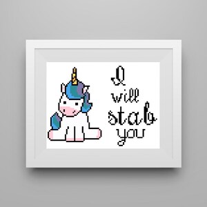 I will stab you unicorn PDF cross stitch pattern