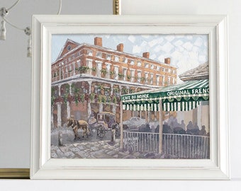 Cafe Du Monde Painting, New Orleans French Quarter Art Print