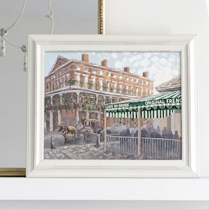 Cafe Du Monde, French Quarter, New Orleans, schilderij New Orleans, NOLA, New Orleans Art, Cafe Art, iconisch New Orleans, zuidelijke architectuur