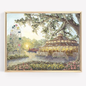 Carousel Gardens Painting, City Park Print, New Orleans Painting,NOLA Art, New Orleans Artist, Southern Artwork, iconic nola, wall art print