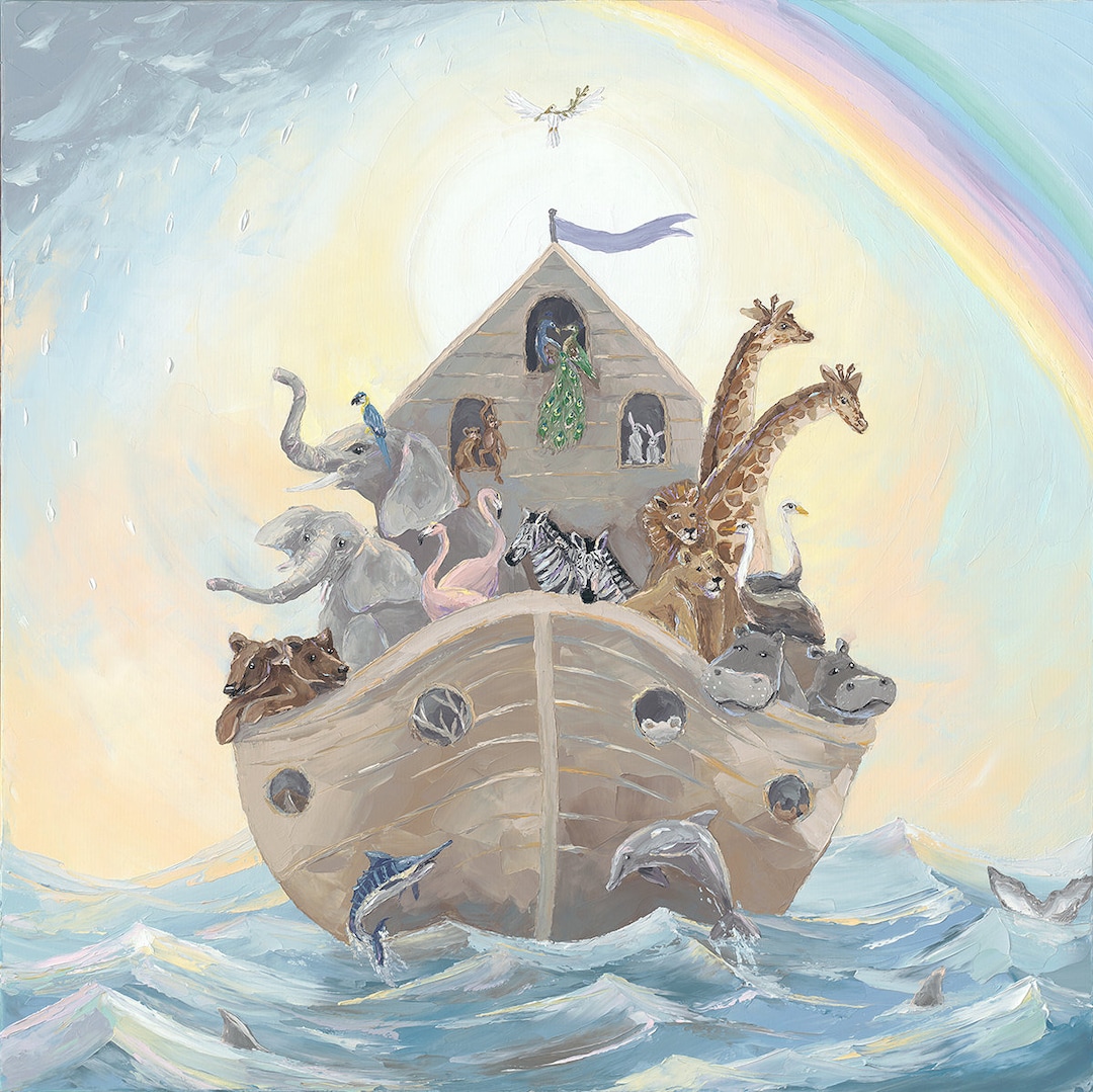 Noah's Ark Painting Nursery Art Pastel Decor Baby - Etsy