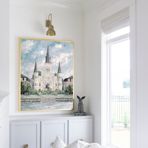 St Louis Cathedral painting, Wedding Gift, Catholic Art, Southern Art, Southern Decor, New Orleans Art, Religious Art, Hostess Gift