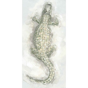 Neutral Alligator Art Print | Bayou Wall Decor | Southern Gator Painting | Textured Louisiana Wildlife Art