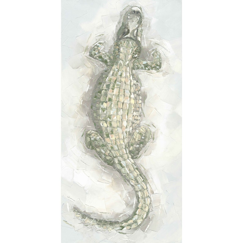 Neutral Alligator Art Print | Bayou Wall Decor | Southern Gator Painting | Textured Louisiana Wildlife Art