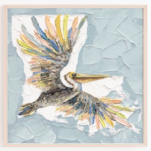 Louisiana Pelican Art, Southern Art, Southern Decor, Bird Art, Graduation Gift, Home Decor, Hostess Gift, Wedding Gift, Impressionism art