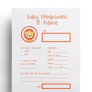 Baby Predictions Card Baby Shower Games Printable Shower Ideas image 3