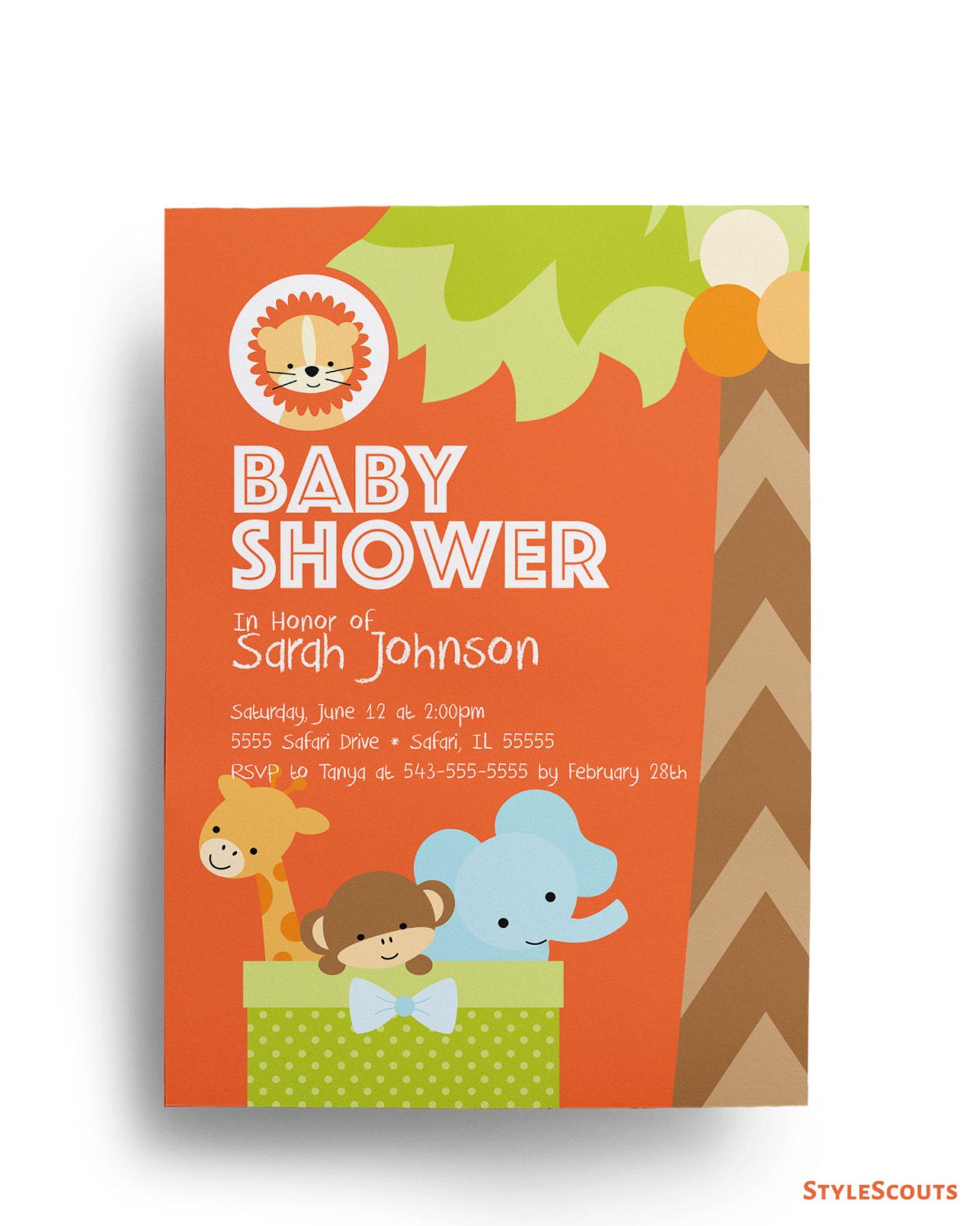 Safari Baby Shower Invitation Birthday Invitation 1st Etsy