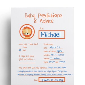 Baby Predictions Card Baby Shower Games Printable Shower Ideas image 2