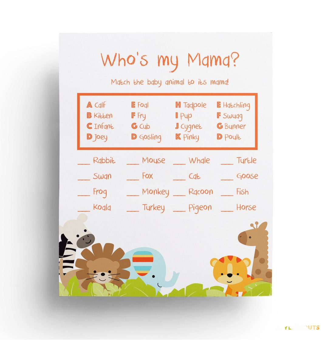 Safari Baby Shower Game - Baby Shower Games Printable - - Etsy