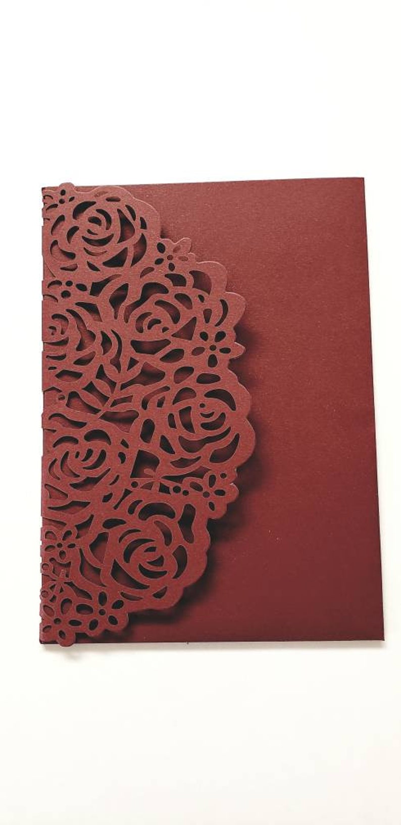 Wedding Invitations Invitation Pocket Burgundy Wedding Etsy