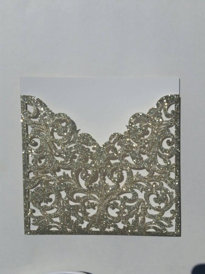 One Sample Gold Glitter Diy Invitation Invitation Pockets Etsy