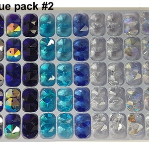 100x 14mm octagon crystal suncatcher beads 1 hole blue mix #2, Used for making suncatchers chandelier repair, jewellery jewlry craft prisms