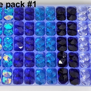 100x 14mm octagon crystal suncatcher beads 1 hole blue mix 1, Used for making suncatchers chandelier repair, jewellery jewlry craft prisms