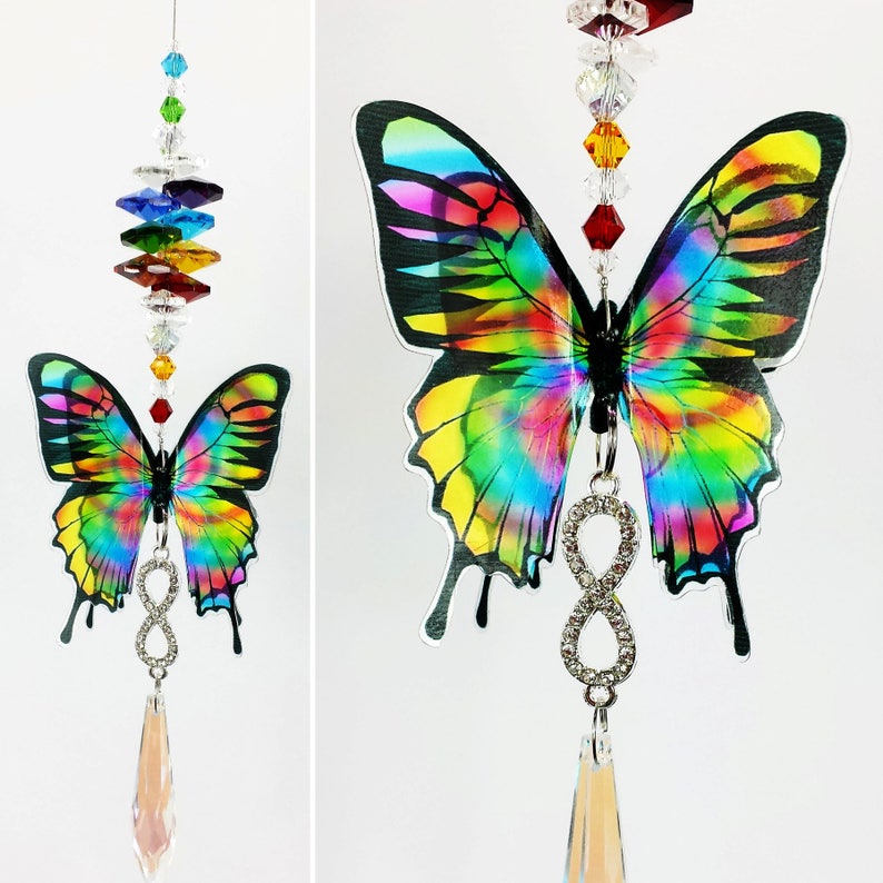 Butterfly Crystal Suncatcher Chakra Infinity Gift Handmade Etsy