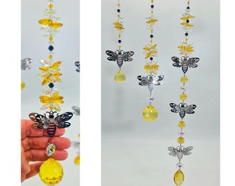 Bumble Bee Suncatchers, Crystal Suncatcher Gift, 3 sizes to choose from. Handmade in AU. window hanging light catcher crystals, sun catcher