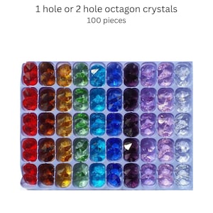 100 cuentas atrapasol de cristal octogonales de 14 mm con 1 o 2 agujeros, colores lisos n.° 2, utilizadas para hacer atrapasol, reparar candelabros y hacer joyería.