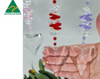Large Heart Crystal Suncatcher: Rainbow Window Light Catcher Gift