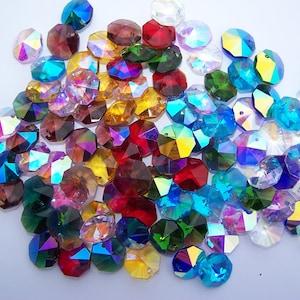 14mm octagon crystal suncatcher beads 1 hole AB mixed colors. Used for making suncatchers, chandelier repair, jewellery jewelry craft prisms