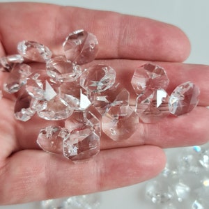70 Clear octagon crystal suncatcher beads 1 hole or 2 holes. 10mm 12mm 14mm for making suncatchers chandelier repair jewelry craft prisms