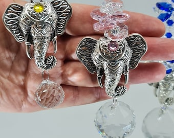 Elephant suncatchers, 3 sizes and many colors. Crystal Suncatcher gifts hand made to order in Australia with best quality crystal balls.