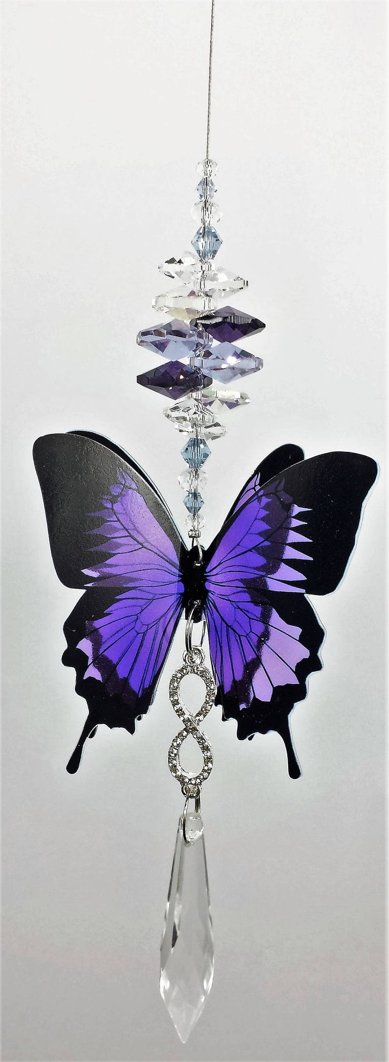 Butterfly Crystal Suncatcher Purple Infinity Gift Handmade Etsy