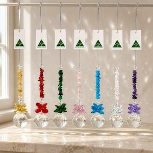 Gemstone crystal suncatcher pendulum gift for mom many colors handmade is AU rose quartz lapis citrene carnelian amethyst malachite flourite