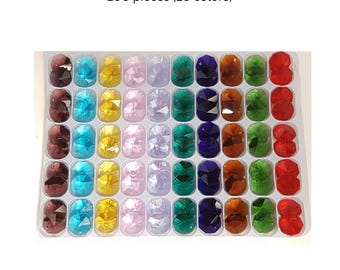 100x 14mm octagon crystal suncatcher beads 1 hole plain colours used for making suncatchers chandelier repair, jewellery jewlry craft prisms