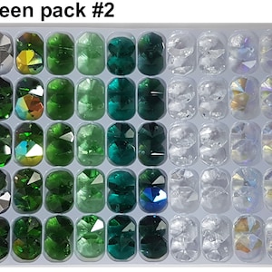 100x 14mm octagon crystal suncatcher beads with 1 hole green pack #2 Used for making rainbow suncatchers, chandelier repair, jewellery craft