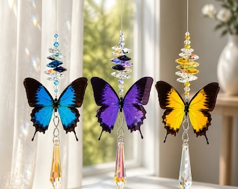 Infinity Butterfly Crystal Suncatcher Gift. 7 colors to choose from. Rainbow window hanging light catcher suncatchers sun catcher