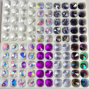 100x 14mm octagon crystal suncatcher glass beads 1 hole purple pack #2 Used for making rainbow suncatchers chandelier repair, jewelry craft