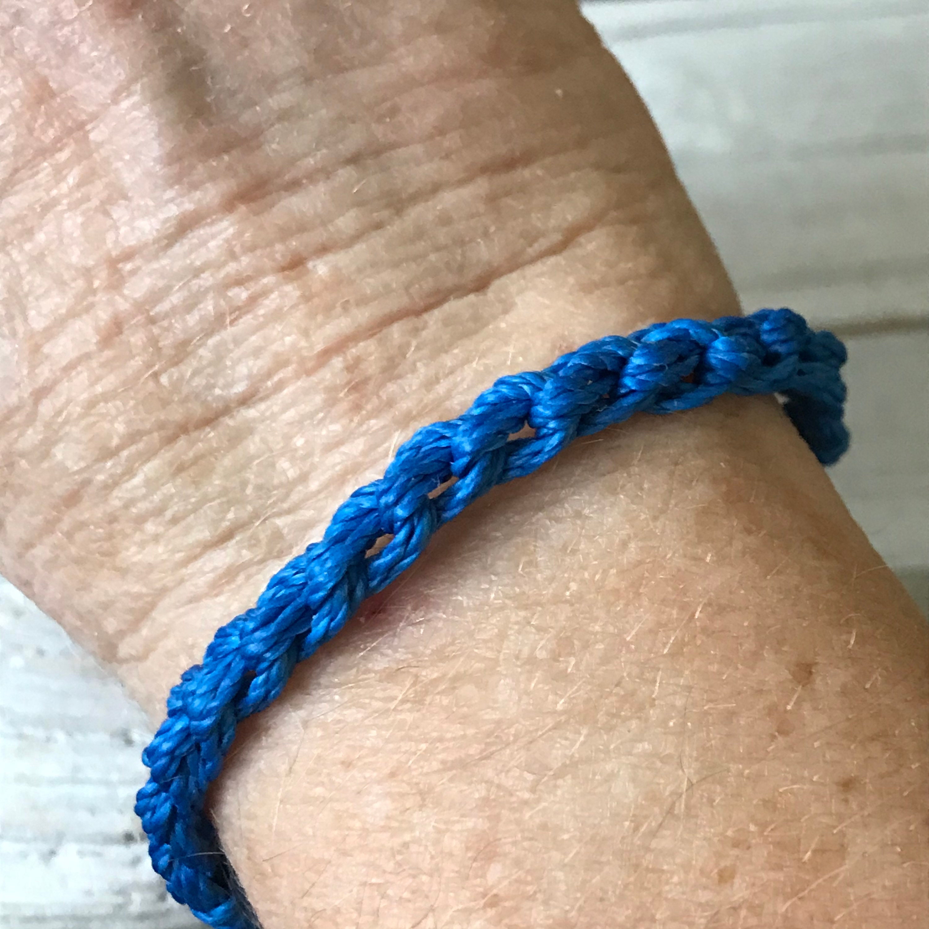 Child Abuse Awareness Dark Blue Ribbon Bracelet - Rope