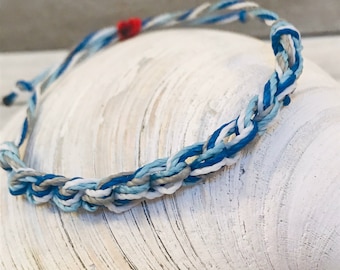 Diabetes Awareness Adjustable Waterproof Bracelet with Red Slding Knot, Diabetes type one and two Awareness Jewelry