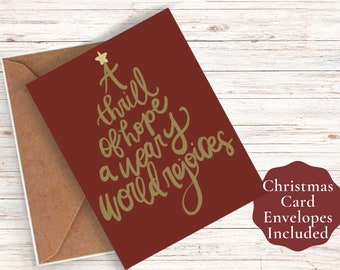 The Weary World Rejoices Card, Christian Cards, A Thrill of Hope Cards, Bible Verse Christmas Cards, Religious holiday cards, Christmas Card