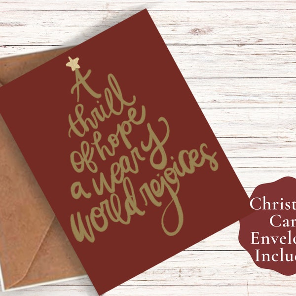 The Weary World Rejoices Card, Christian Cards, A Thrill of Hope Cards, Bible Verse Christmas Cards, Religious holiday cards, Christmas Card