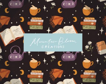 Cozy Book Seamless Pattern, Reading Nook Design (PNG Digital Download)