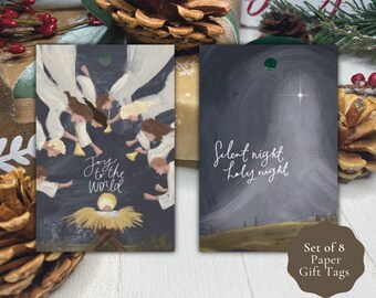 Nativity Gift Tag, Silent Night Gift Tags, Christian Christmas, Nativity scene, Christmas Gift Tags, Manger, Present Tag, Gift wrapping