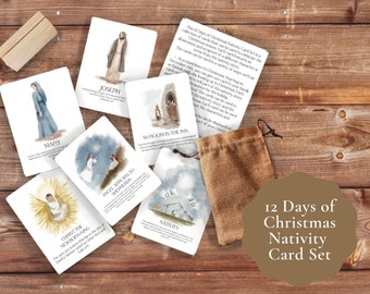 12 Days of Christmas Advent Cards, Lds Artwork, Nativity Cards, Reusable Advent Calendar, Advent Activity, Christmas Neighbor Gift, Lds Art