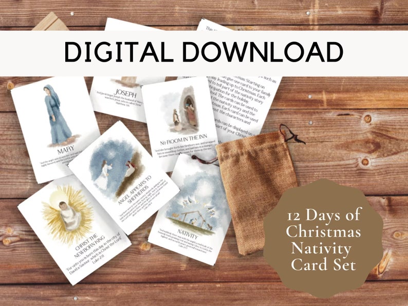 12 Days of Christmas Cards Digital Download, Nativity Advent Cards - Etsy