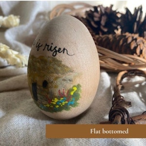 Hand Painted Wooden Easter Egg, Garden Tomb Scene, Garden Tomb Easter Egg, Christian Easter Art, He is Risen Art, Easter Egg Decor, Easter image 4