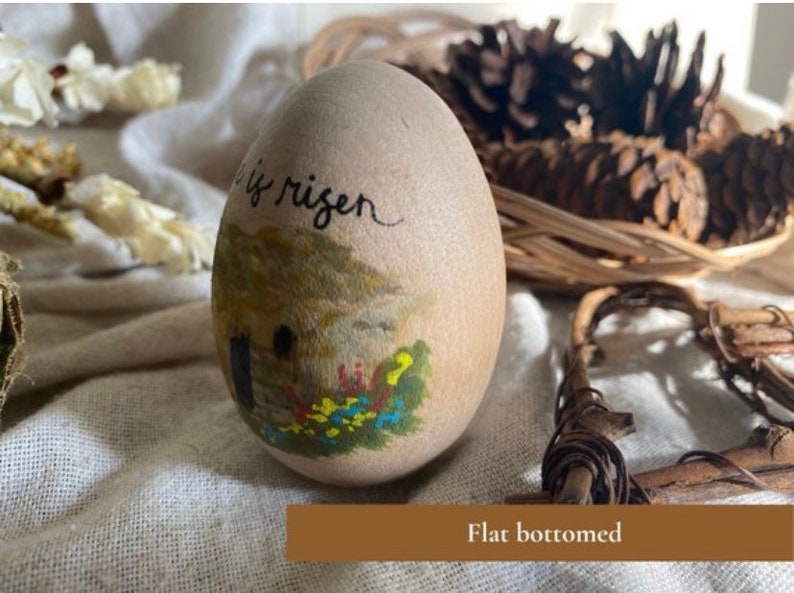 Hand Painted Wooden Easter Egg, Garden Tomb Scene, Garden Tomb Easter Egg, Christian Easter Art, He is Risen Art, Easter Egg Decor, Easter image 4