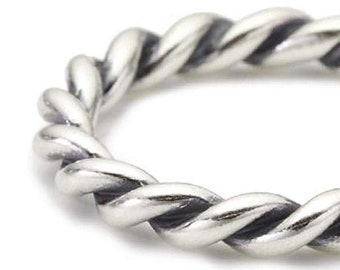 Twist Ring 925 Solid Sterling Silver Intertwined Rope Stacking Band Twisted Braided Style
