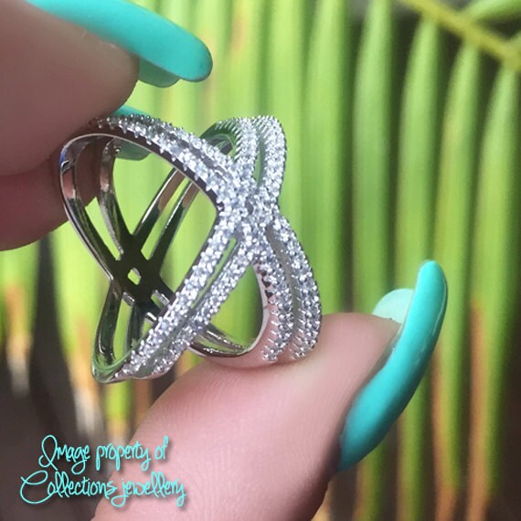 古着人気アイテム Silver Sterling 925 Solid Ring Cross Criss Double Band X アクセサリー