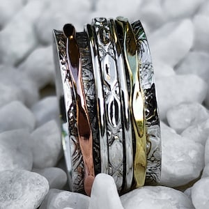 Spinner Ring 925 Solid Sterling Silver Meditation Ring Men Women Thumb Statement Wide Large Copper Brass Band Engraved Handmade